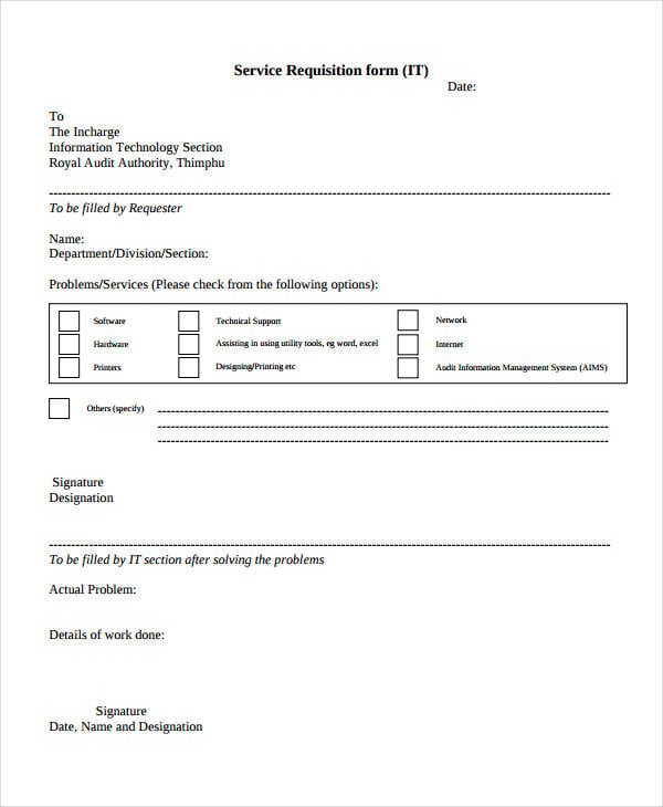 service requisition form template