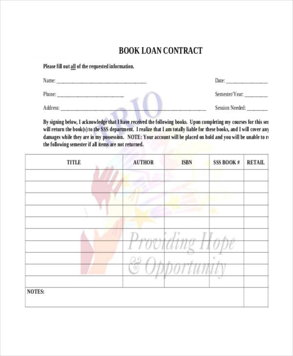 book loan contract template