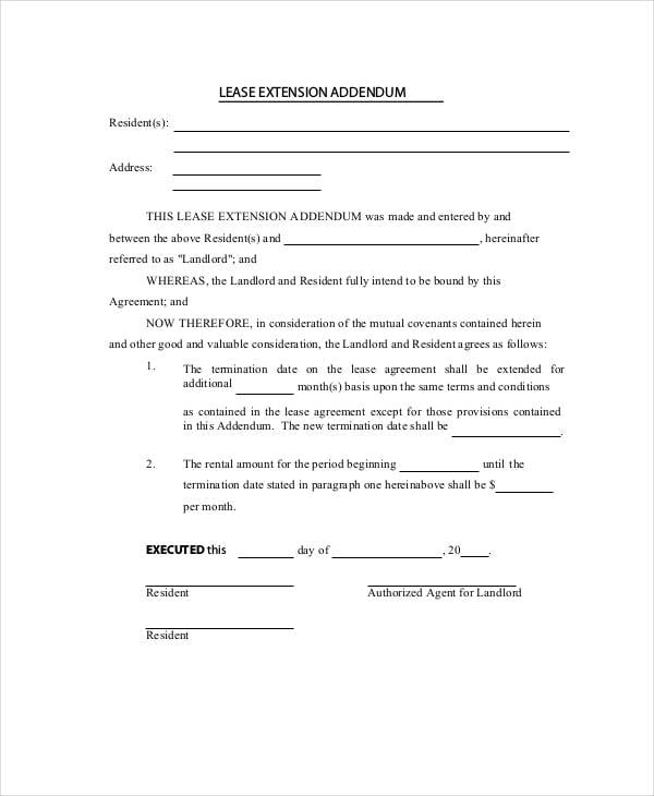 lease extension form