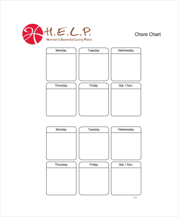 Printable Chore Chart - 16+ Free PDF Documents Download