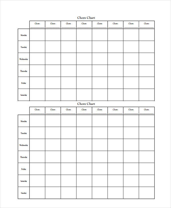 Monthly Chore Chart