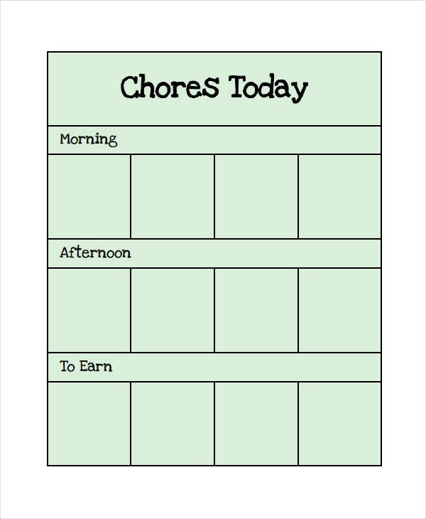 preschool chore chart
