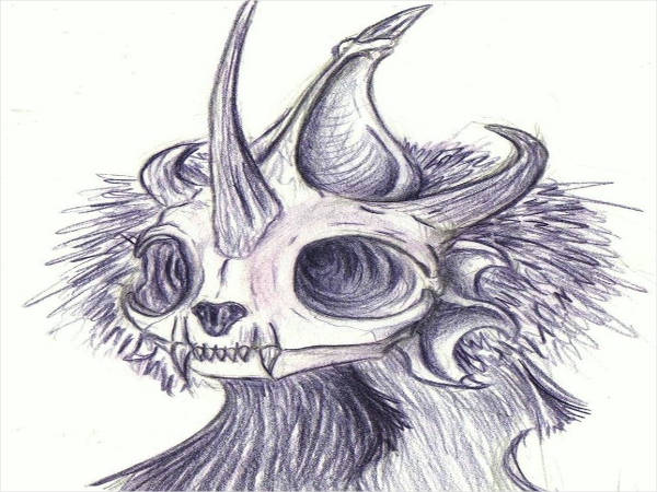 tribal skull drawing