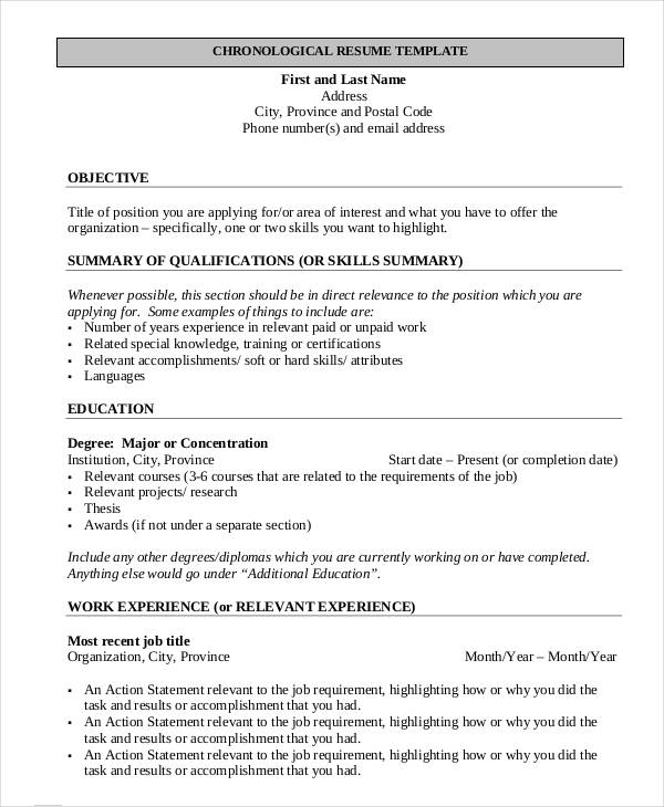 Resume format for freshers looking for the first job
