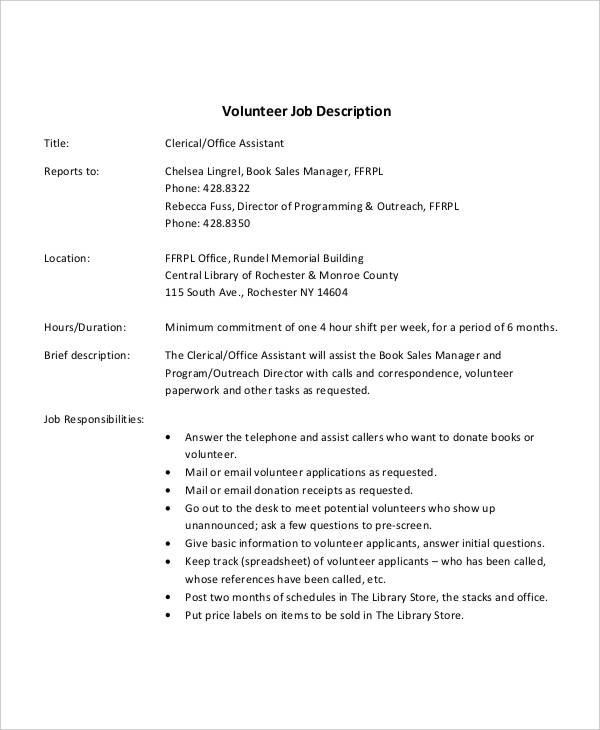 13+ Office Clerk Job Descriptions PDF, DOC