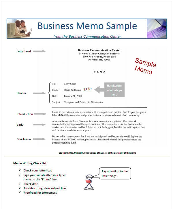 business communication memo format