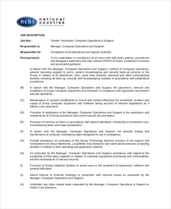 10+ Computer Technician Job Description Templates PDF, DOC
