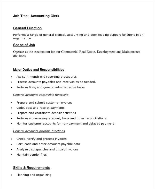 15+ Clerk Job Descriptions PDF, DOC