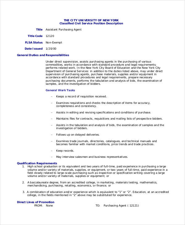 10 Purchasing Agent Job Description Templates In PDF   Assistant Purchasing Agent Job Description 