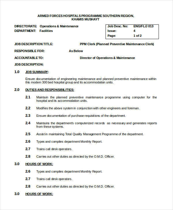 15+ Clerk Job Descriptions PDF, DOC