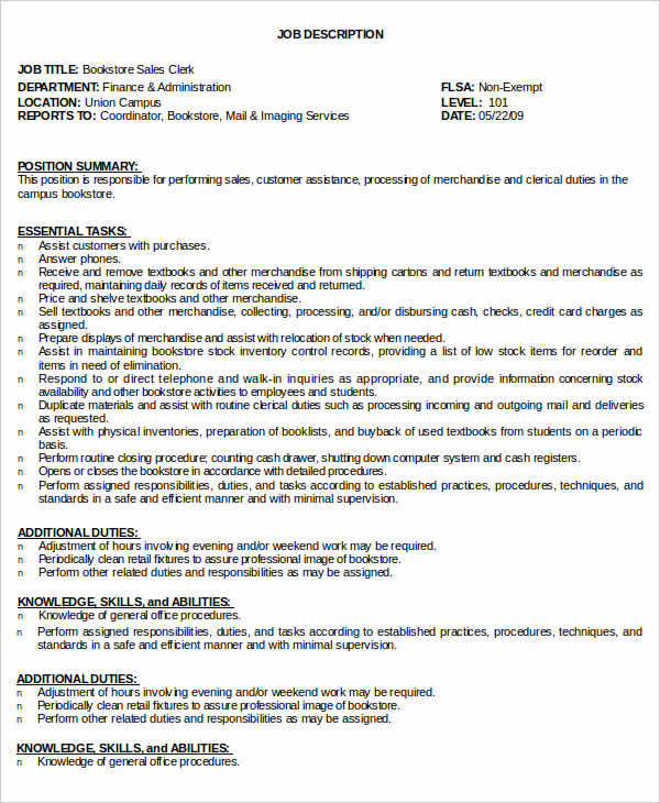 15+ Clerk Job Descriptions PDF, DOC