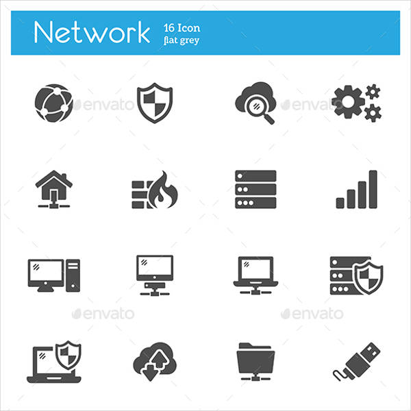 network flat icons set