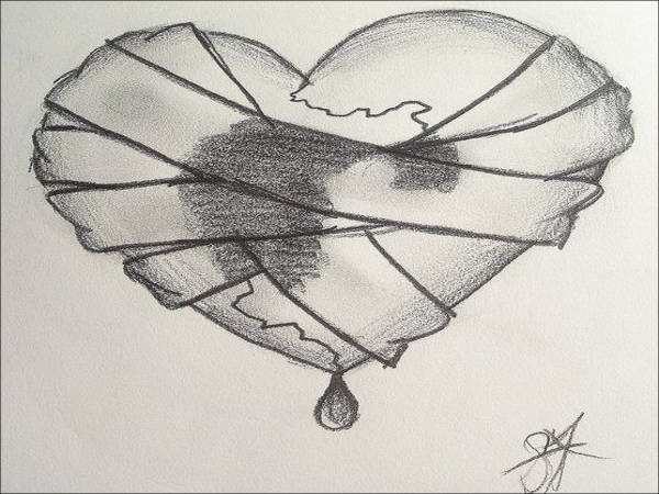 sad heart drawings