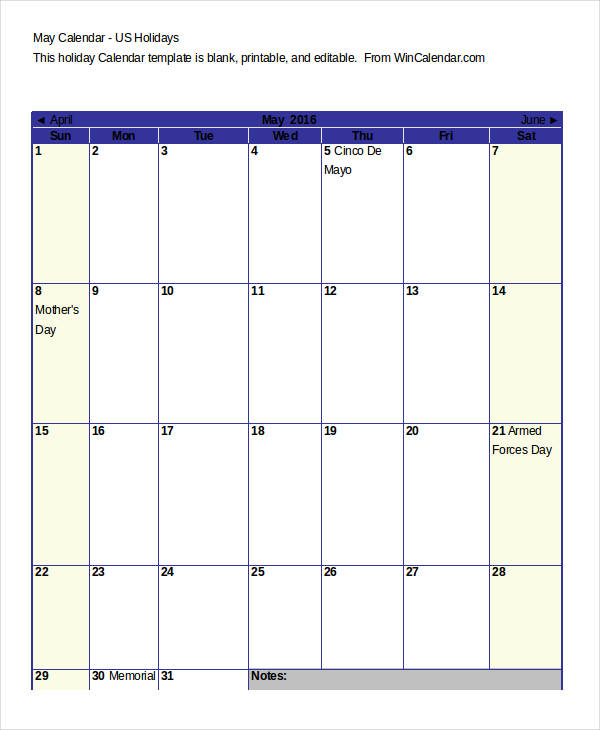 8 Blank Printable Calendar Templates