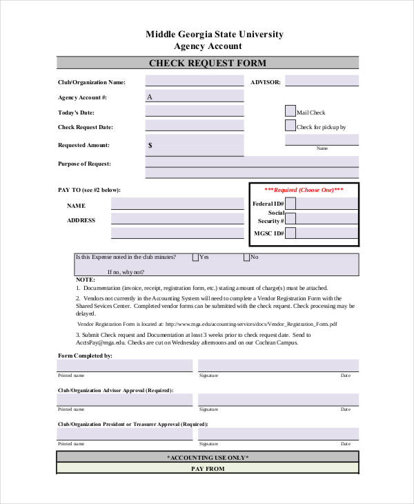 agency account check request form
