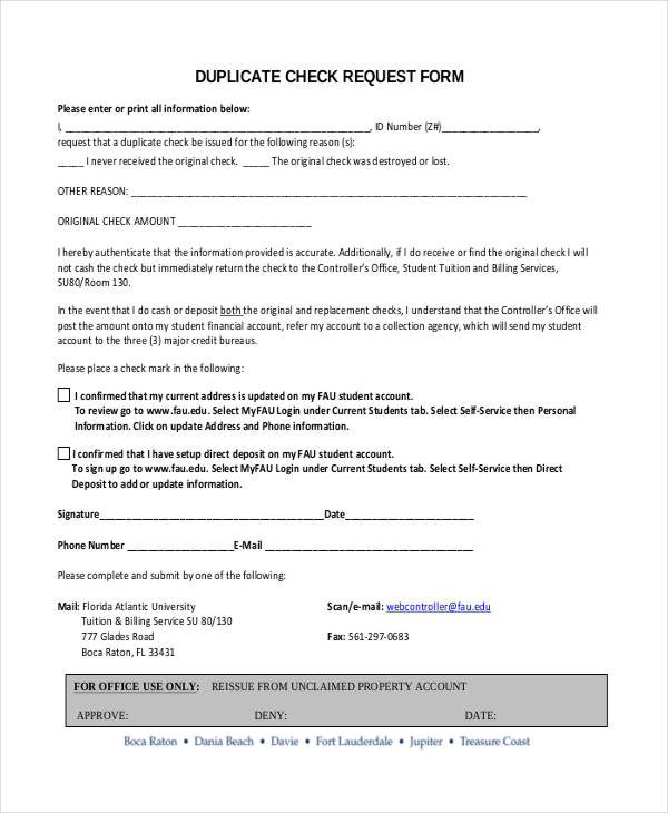duplicate check request form in pdf