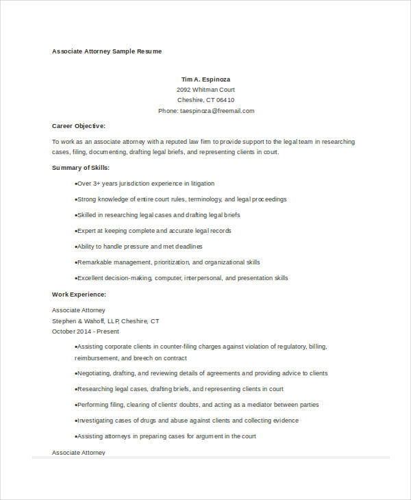 Attorney Resume Templates from images.template.net