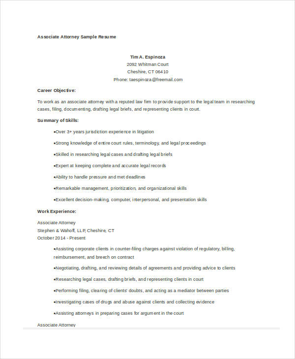 10+ Attorney Resume Templates - PDF, DOC  Free & Premium 