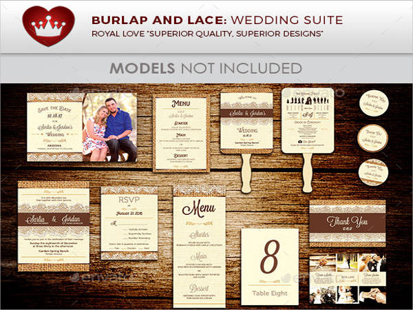 burlap and lace wedding invitation