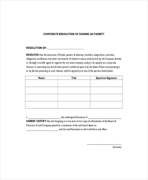 Corporate Resolution Form 7+ Free Word, PDF Documents Download Free