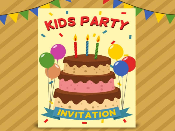 free kids birthday invitation with cake