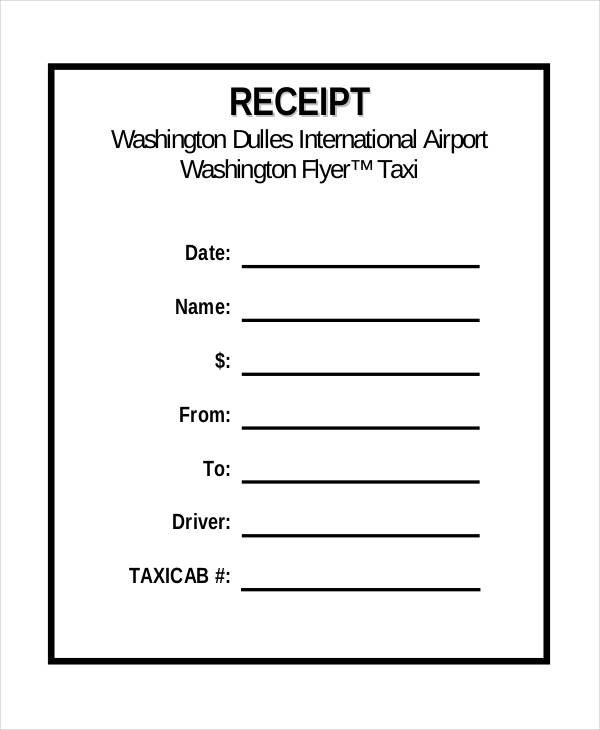 Taxi Receipt Template 7+ Free Sample, Example, Format