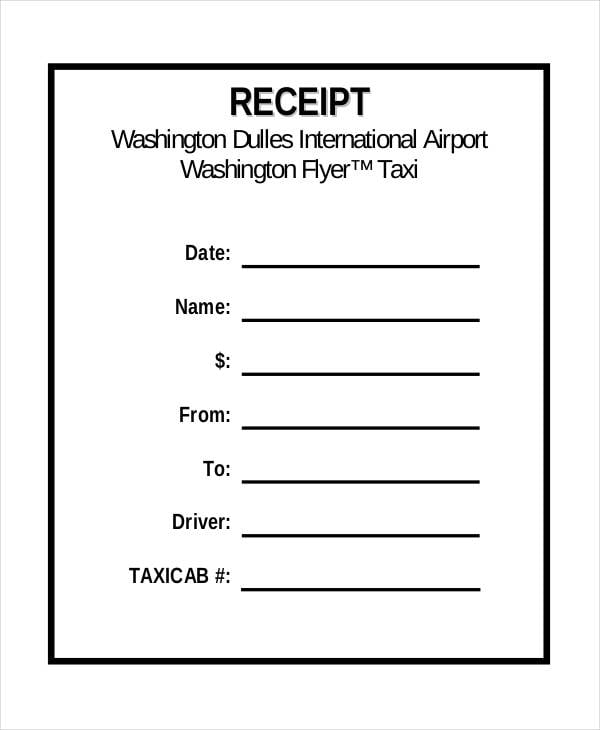 Taxi Receipt Template 7 Free Sample Example Format