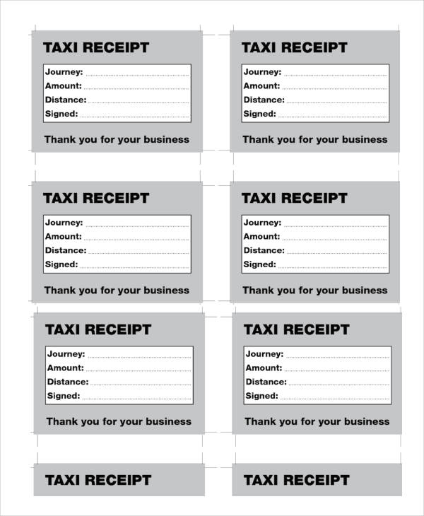 blank taxi receipt template