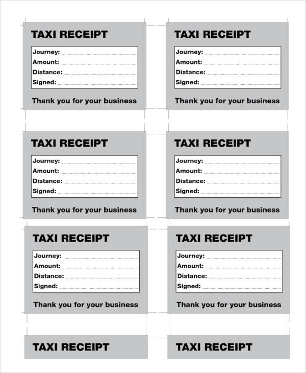 Taxi Receipt Template 7 Free Sample Example Format