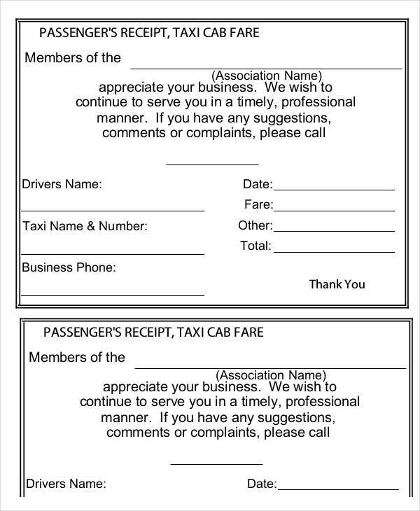 Taxi Template Receipt Cheap Receipt Forms