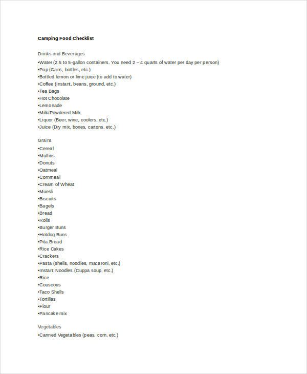 11+ Simple Camping Checklists PDF, Word