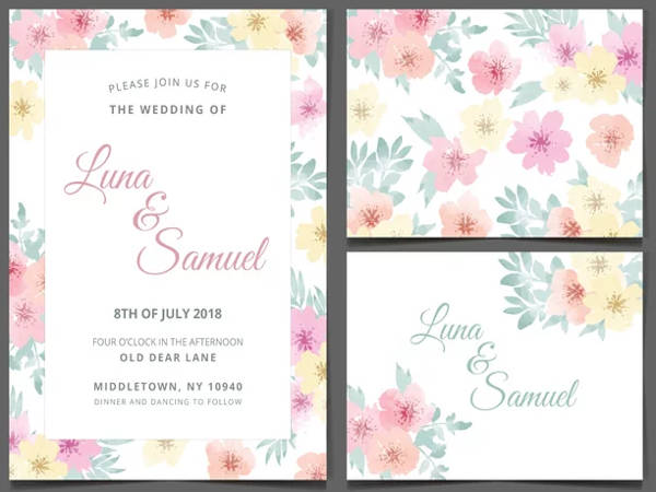 free watercolor flower printable wedding invitation