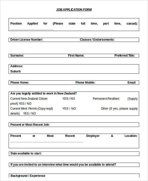 jobs applications template free