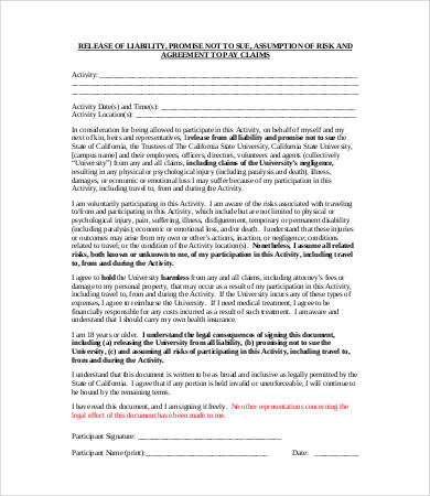 liability release form example