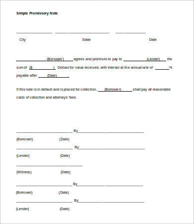 free simple promissory note template
