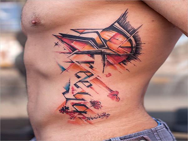 abstract warrior script tattoo