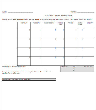 Workout Log Template - 8+ Free Word, PDF Documents Download