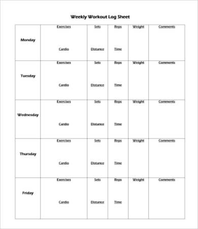 weekly workout log template