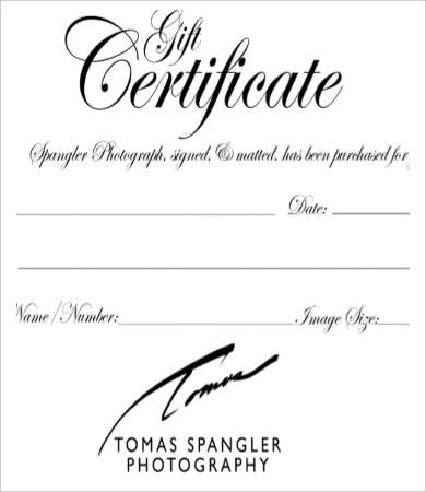 printable photography gift certificate template