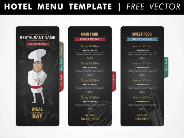 free hotel menu template