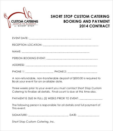 Wedding Catering Contract