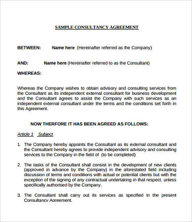 consultant contract agreement template