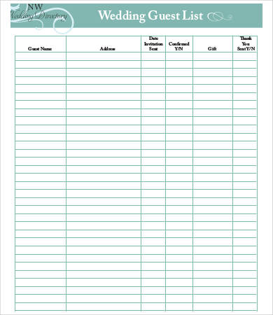 wedding guest list template