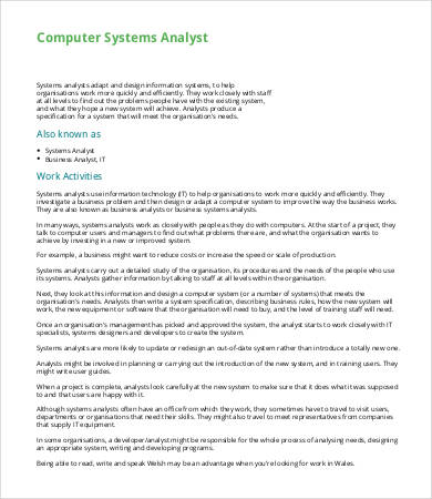 computer system analyst job description