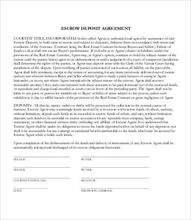 escrow deposit agreement