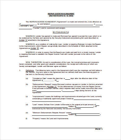 Escrow Agreement 10  Free Word PDF Documents Download