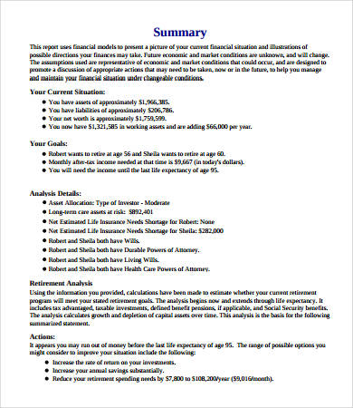 personal financial plan template