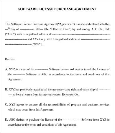 software license purchase agreement template