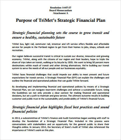 financial strategic plan template