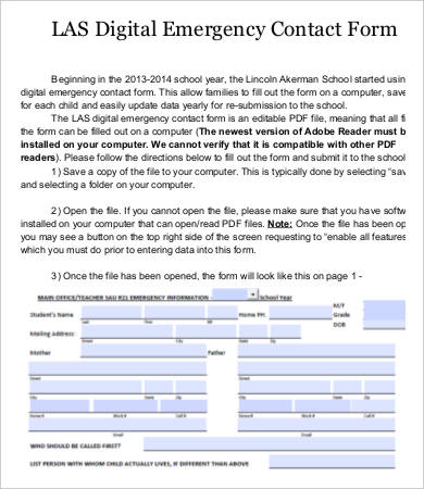 digital emergency contact form